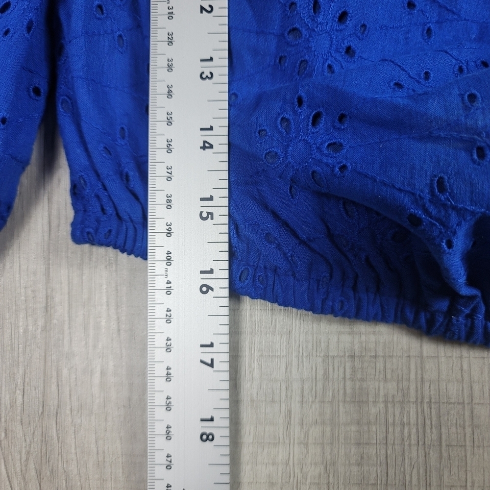 Boohoo Plus Eyelet Off Shoulder Top Cobalt - Picture 8 of 9